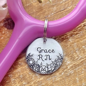 Aluminum Stethoscope ID Tag | Stethoscope Charm Stethoscope Bling Charm | Hand Stamped | CircleTag | Nursing Doctor Veterinarian