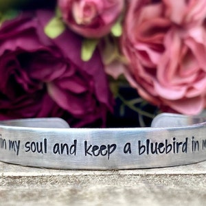 Aluminum| Bluebird | Hand Stamped | Bracelet Cuff | Song Lyrics