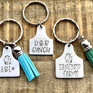 Hand Stamped | Custom Cattle Ear Tag | Custom Keychain | Farm Name | Farm | Personalized | Name