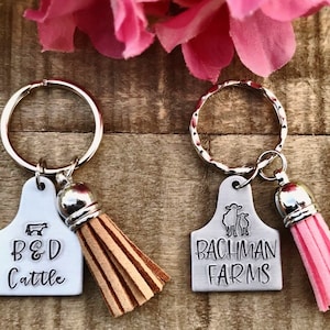 Hand Stamped | Cattle Ear Tag | Custom Keychain | Gift | Farm | Personalized