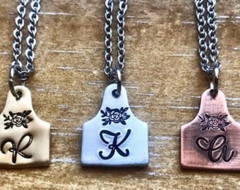 Tiny Ear Tag | Cattle Tag | Personalized | Farm | Show Jewelry | Monogram | Initials | Hand Stamped