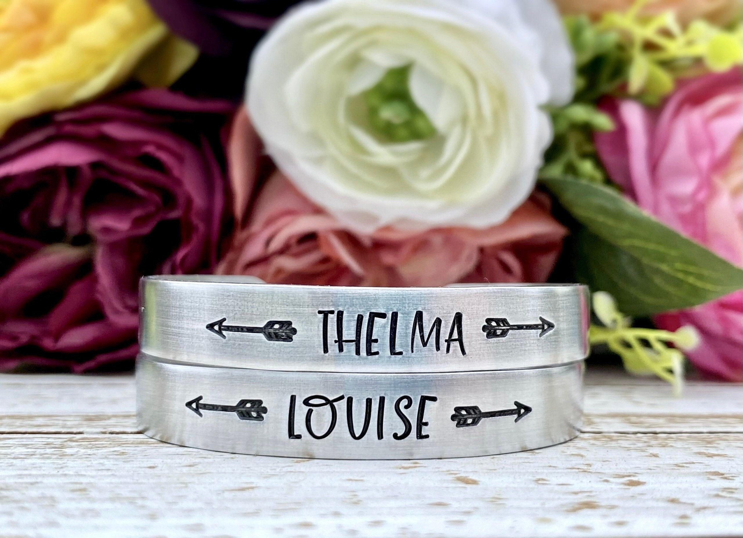 Thelma & Louise Bracelets | Best Friends Sisters | Hand Stamped | Stackable Bracelet | Adjustable Bracelet | Gift 