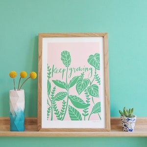 Keep Growing Print, A5 Print, A4 print, digital art, illustration, pink print, wall art, original print, artwork