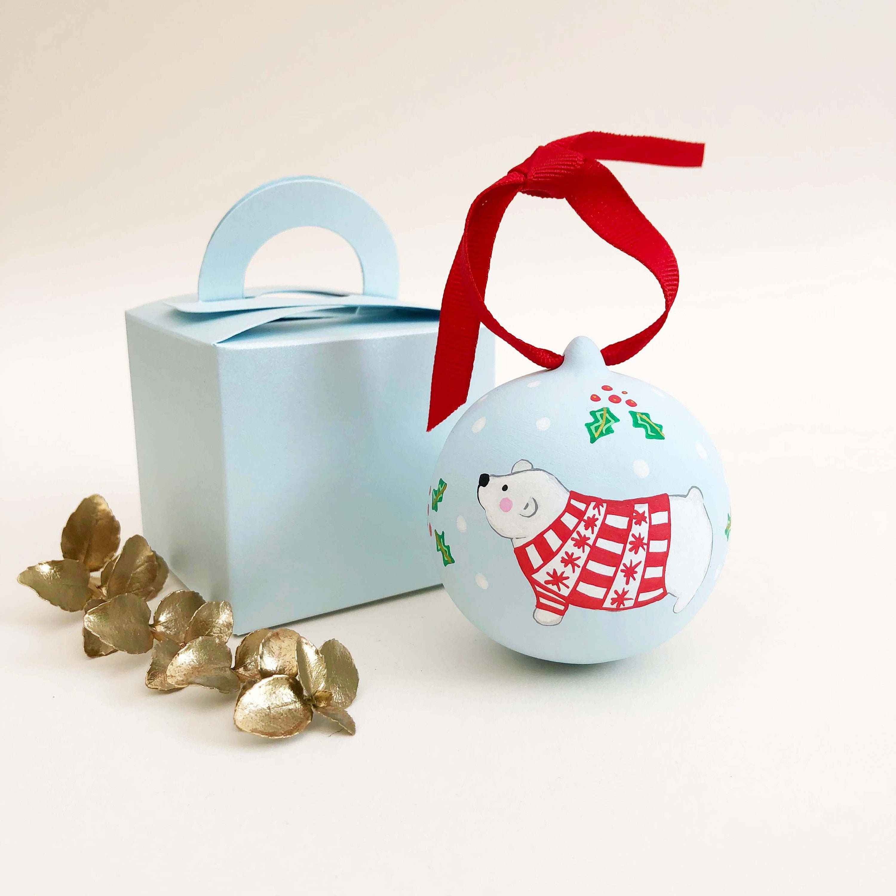 Bauble de Noël d'ours Polaire Illustré à La Main Personnalisée