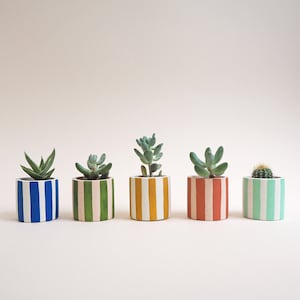 Mini maceta/portavelas de rayas: elige tus colores