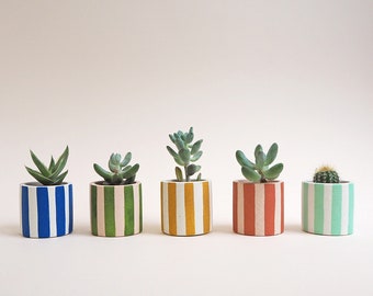 Mini Stripy Pot / Tealight Holder - Choose Your Colours