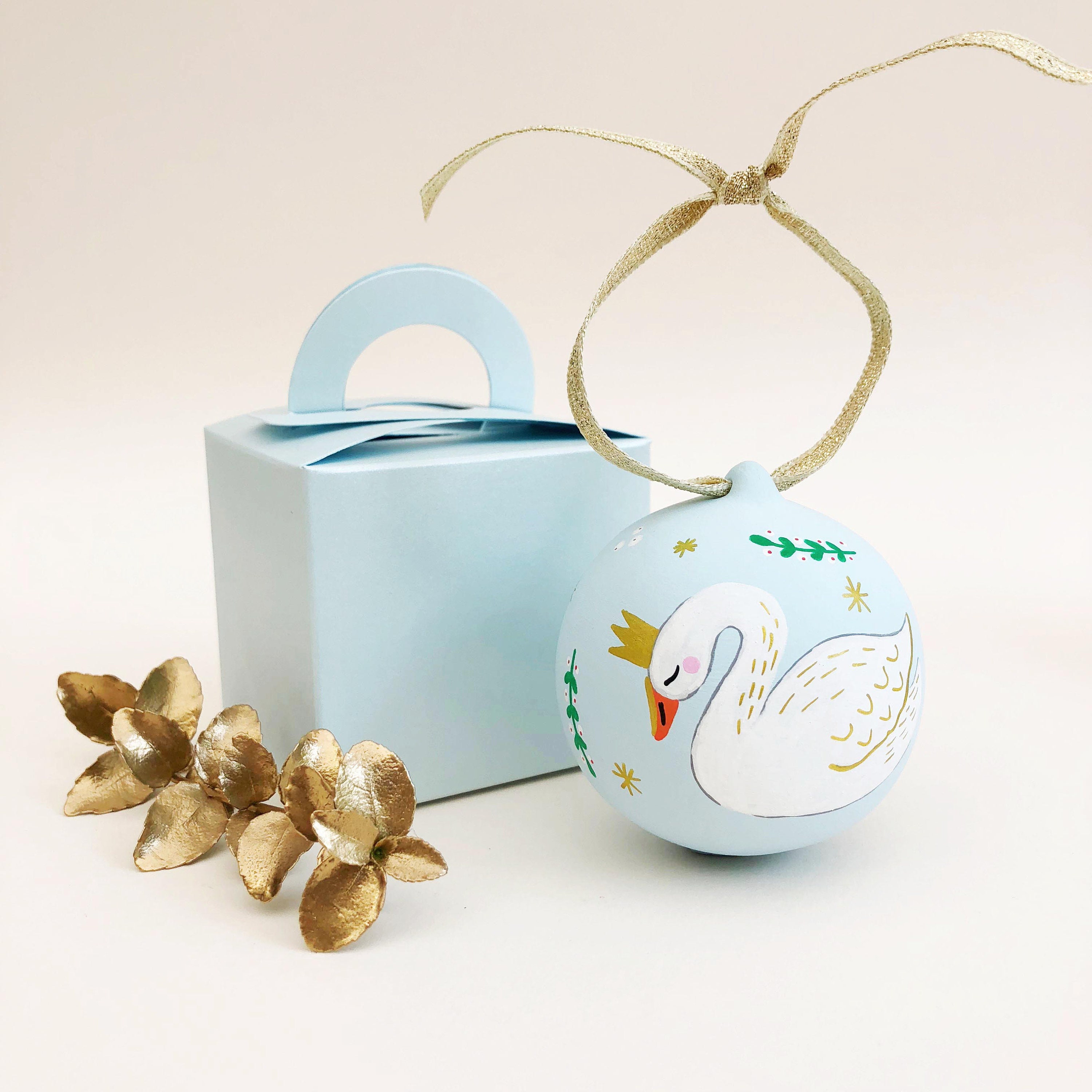 Bauble de Noël Cygne Illustré à La Main Personnalisée