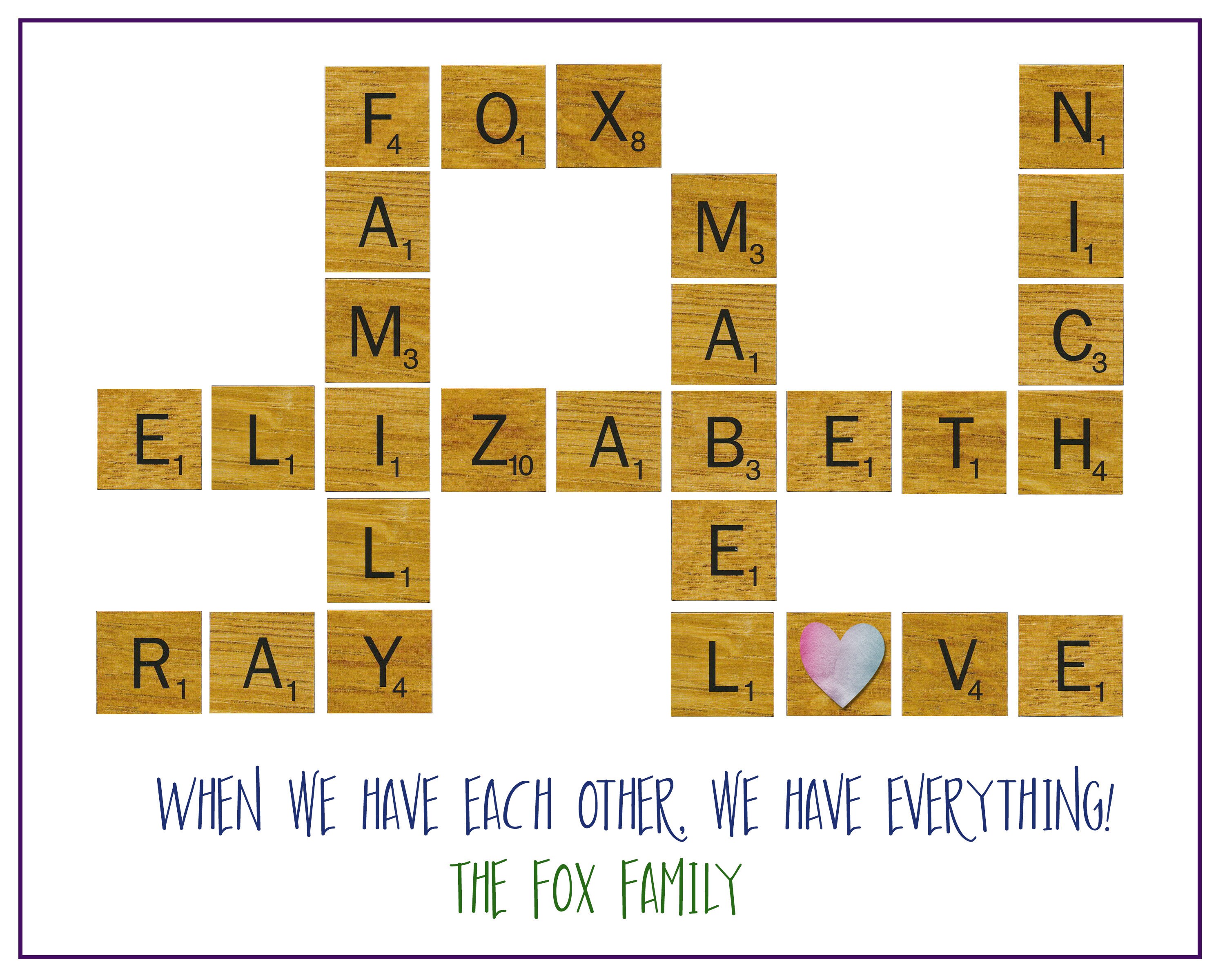 Scrabble Tile Family Names Print | Etsy
