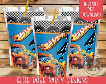 Hot Wheels Blank Chip Bag Template Hot Wheels Favor Bag Etsy