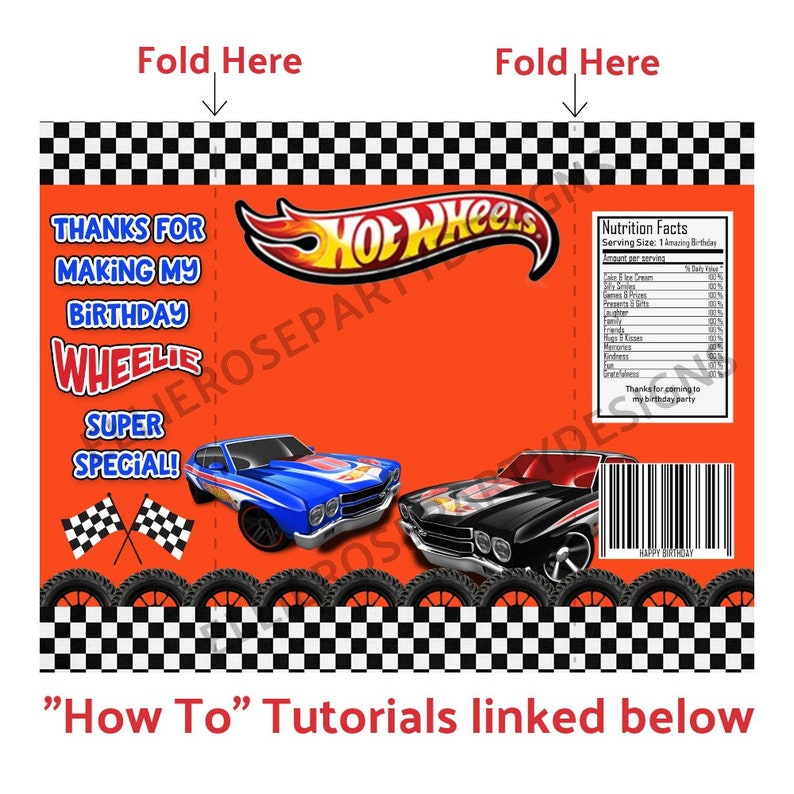 Hot Wheels Blank Chip Bag Template Hot Wheels Favor Bag Etsy