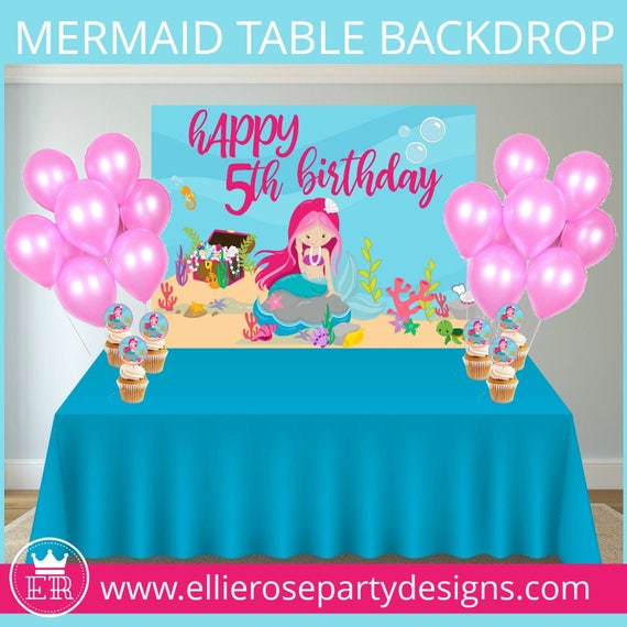 mermaid table backdrop under the sea background photo party theme background