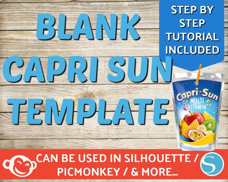 Blank Capri Sun Labels Template Capri Sun Labels Silhouette Etsy