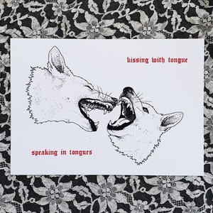 kissing with tongue -  A4 print