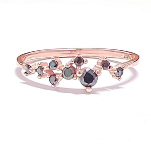 Black Diamond Cluster Ring / Diamond Ring / Diamond Cluster Ring / Cluster Diamond Ring / Rose Gold Ring / Gold Ring / Diamond Jewelry