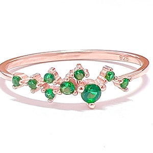 Emerald Cluster Ring / Emerald Ring / Emerald Cluster Ring / Cluster Emerald Ring / Rose Gold Ring / Gold Ring / Handmade Emerald Jewelry image 1