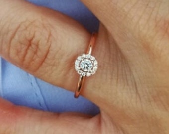 Cluster Ring / Natural Diamond Ring / Gold Ring / Solitaire Ring / 14K Solid Gold & Natural Diamond Ring