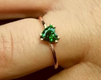 10k or 14k Two Tone Gold Claddagh Simulated Heart Emerald May Birthstone Ring