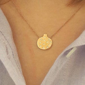 Diamond Pomegranate Necklace / Gold Necklace / Diamond Necklace / 14K Solid Gold & Natural Diamond Pomegranate Necklace