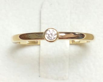 Solitaire Ring / Diamond Ring / Gold Ring / Minimalist Solitaire Ring / 14K Solid Gold & Gcolor VS Natural Diamond Handmade Solitaire Ring