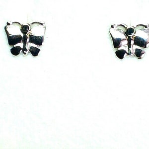 Black Diamond Butterfly Studs in 14k Gold – Dainty Fine Jewelry, Everyday Earrings, Minimalist Butterfly Earrings, Delicate Gift for Her