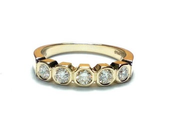 Diamond Band - 14K Gold Diamond Band - Gold Diamond Band - 14K Gold & Natural Diamond Band