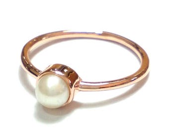 Natural Freshwater Pearl Ring / Rose Gold Ring / Gold Ring / Pearl Jewelry