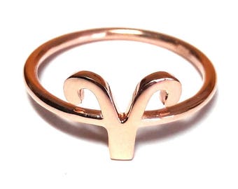 14K Solid Gold Aries Ring / Zodiac Ring / Horoscope Ring / Astrology Sign / Zodiac Jewelry / 14K Solid Handmade Aries Zodiac Ring