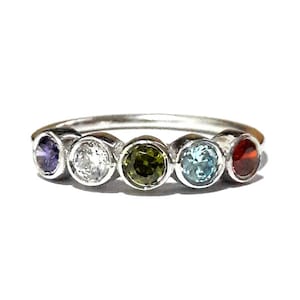 8k Solid Gold Birthstone Ring-Mothers Ring-Birthstone Ring-Family Ring-Personalized Birthstone Ring-Birthstone Jewelry