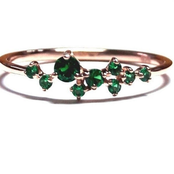 Emerald Cluster Ring / Emerald Ring / Emerald Cluster Ring / Cluster Emerald Ring / Rose Gold Ring / Gold Ring / Handmade Emerald Jewelry