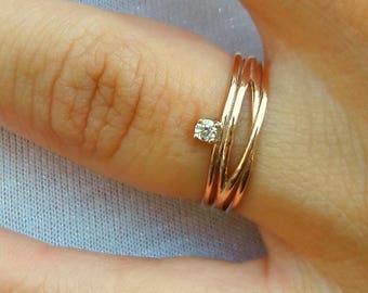 Diamond Solitaire Ring-Rose Gold Ring-Diamond Ring-Gold Ring