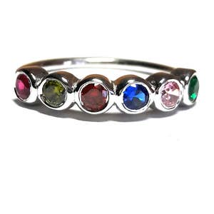 8k Solid Gold Birthstone Ring-Mothers Ring-Birthstone Ring-Family Ring-Personalized Birthstone Ring-Birthstone Jewelry