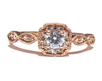 Diamond Ring / Gold Ring / Cluster Ring / Rose Gold Ring