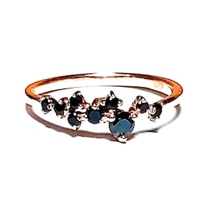 Black Diamond Cluster Ring / Rose Gold Ring / Cluster Ring / Ring For Her / Handmade Cluster Ring