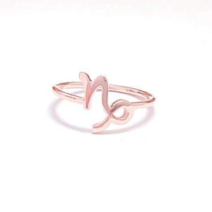 14K Solid Gold Capricorn Ring / Zodiac Ring / Astrology Ring ...
