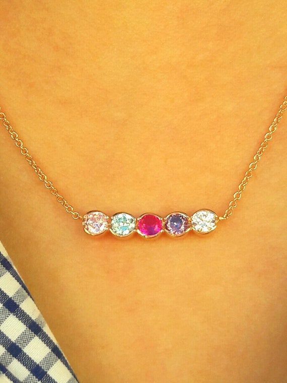 mothers necklace 5 stones