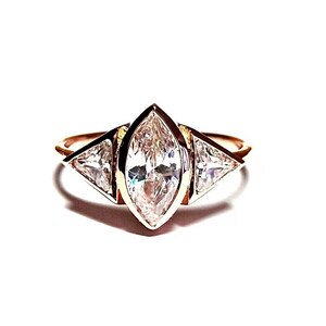 Marquise Diamond Ring / Diamond Ring / Triangle Ring / Marquise Ring / Gold Ring / Diamond Gold Ring / Rose Gold Ring / Handmade Ring image 5