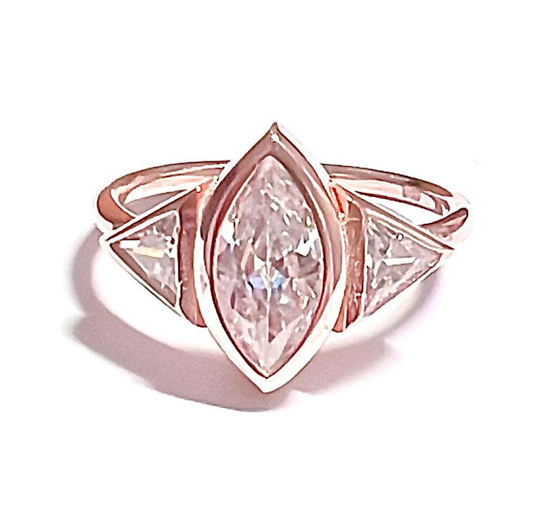 Marquise Diamant Ring / Diamant Ring / Dreieck Ring / Marquise Ring / Gold Ring / Diamant Gold Ring / Rose Gold Ring / Handgemachter Ring Bild 7