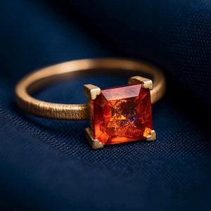 14k Solid Gold Orange Tourmaline Ring/Gold Ring/Only One Ring/Yellow Gold Ring/Handmade Gold Ring/Statement Ring/Only one Tourmaline Ring
