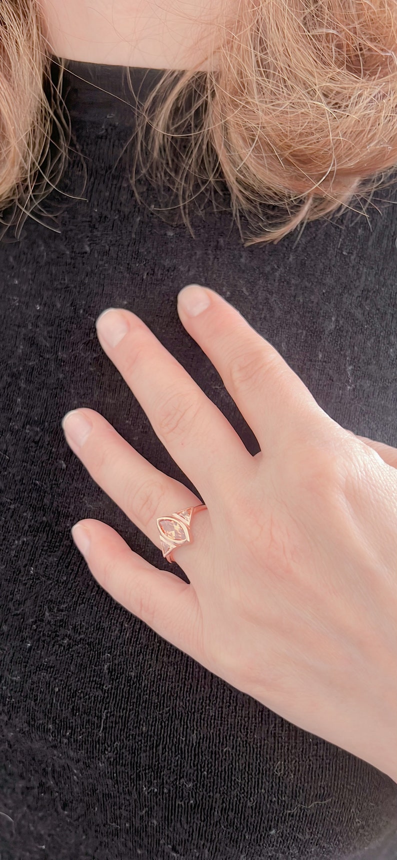 Marquise Diamant Ring / Diamant Ring / Dreieck Ring / Marquise Ring / Gold Ring / Diamant Gold Ring / Rose Gold Ring / Handgemachter Ring Bild 4