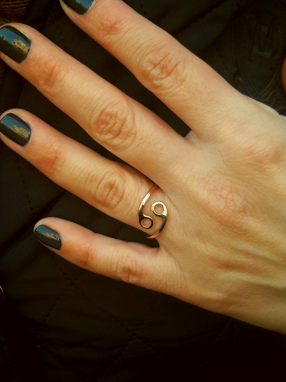 14K Solid Gold Cancer Zodiac Ring / Cancer Horoscope Ring / Etsy