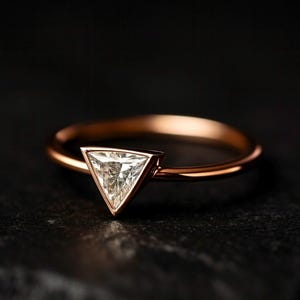 Triangle Ring / Diamond Ring / Trillion Rng / Gold Ring / Rose Gold Ring / Ring For Her / Handmade Triangle Ring