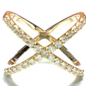 X Ring Diamond X Ring Gold X Ring Criss Cross Ring 14K - Etsy