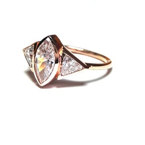 Marquise Diamond Ring / Diamond Ring / Triangle Ring / Marquise Ring / Gold Ring / Diamond Gold Ring / Rose Gold Ring / Handmade Ring image 2