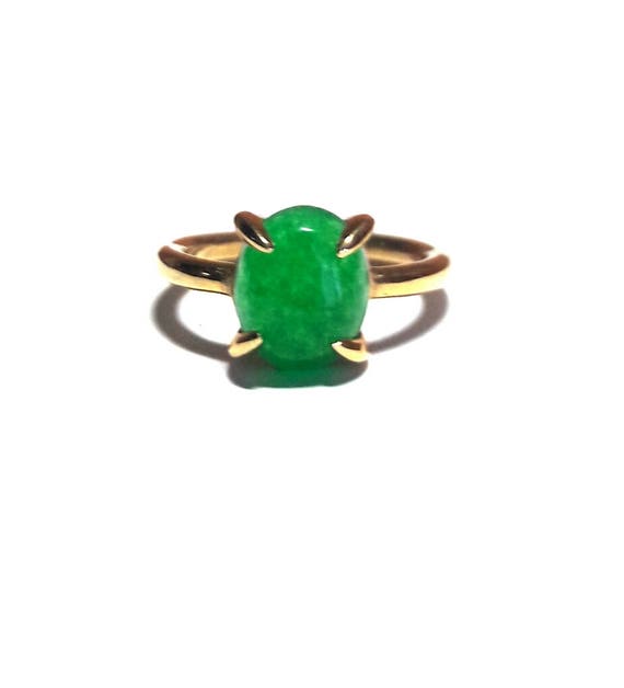 Emerald Ring-Jade Ring-Gold Ring-Rose Gold Ring-Handmade Jade Ring