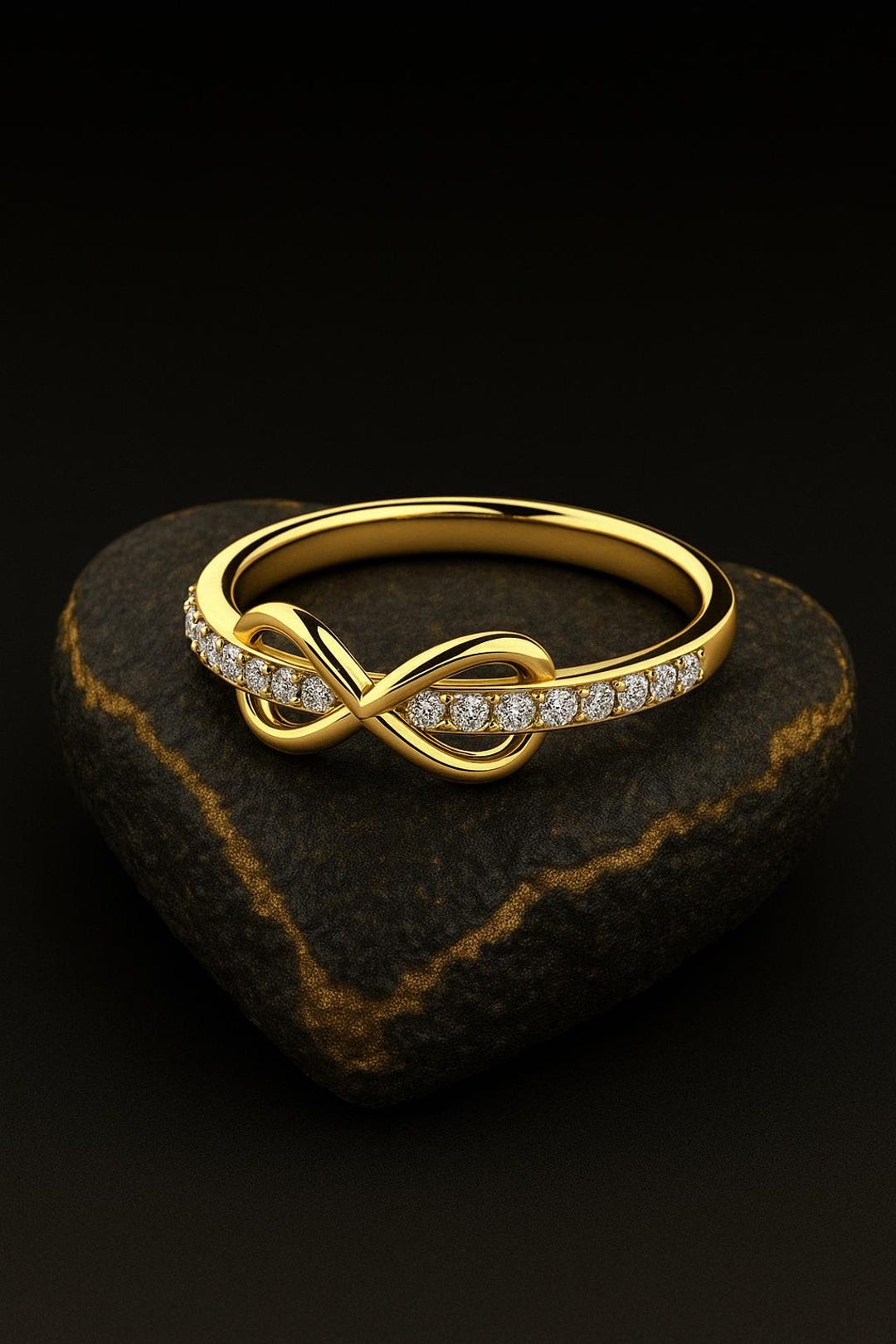 14K Solid Gold Infinity Diamond Ring – F Color VVS1 CVD Diamond Promise ...