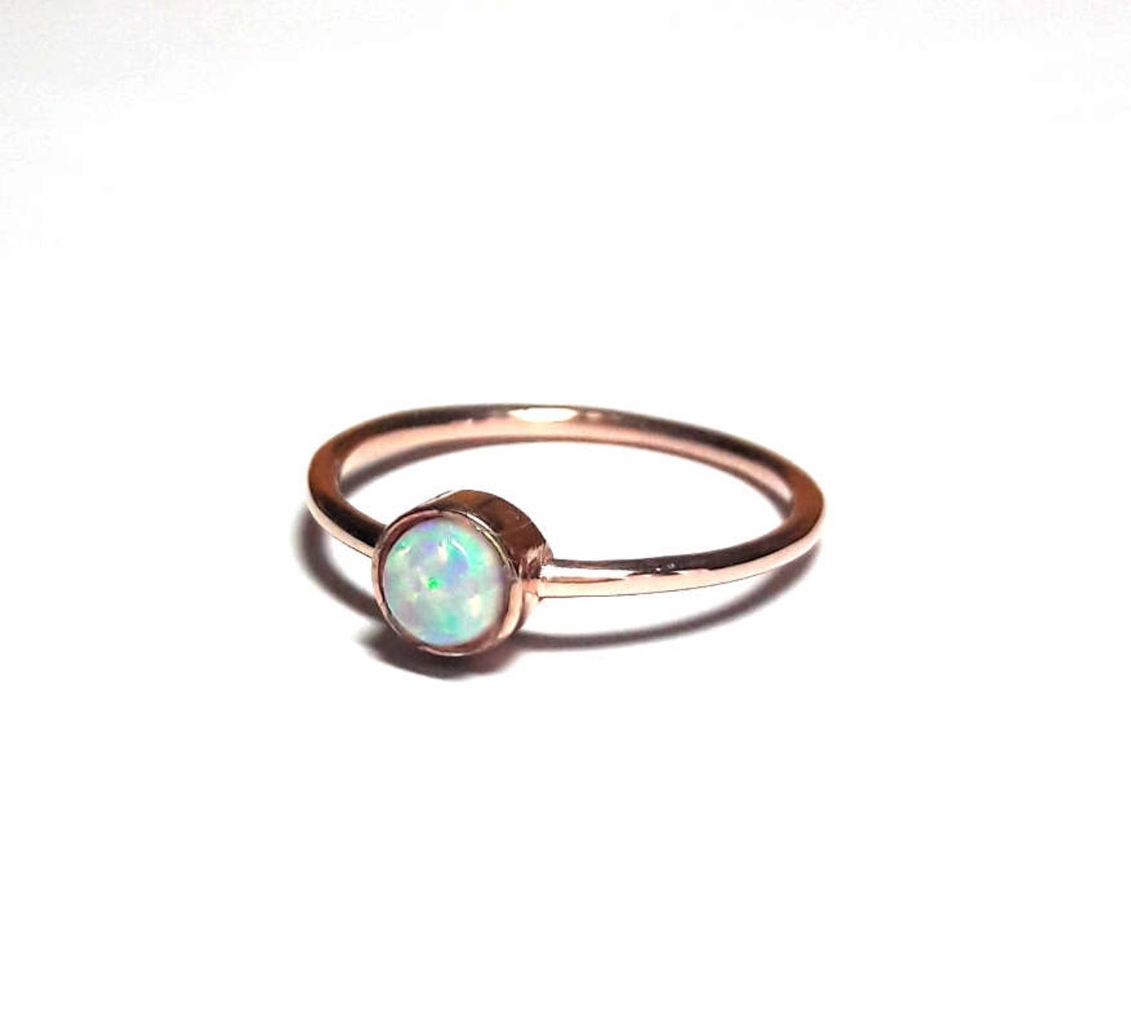 14K Solid Gold Opal Ring / Opal Ring / Gold Opal Ring / Rose Etsy