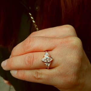 Marquise Diamond Ring / Diamond Ring / Triangle Ring / Marquise Ring / Gold Ring / Diamond Gold Ring / Rose Gold Ring / Handmade Ring image 3