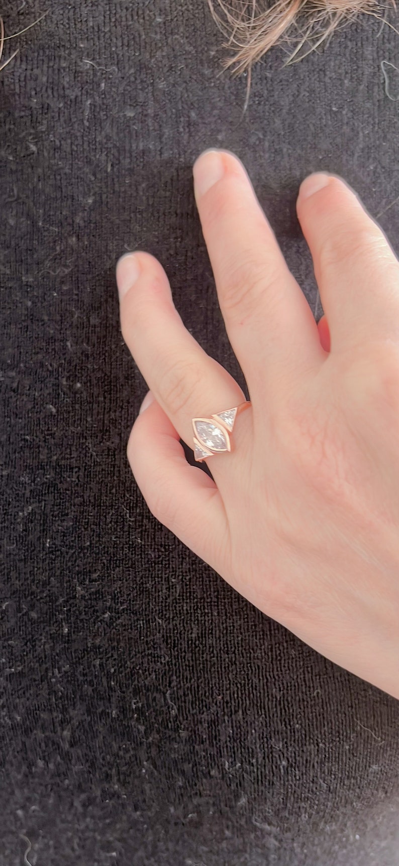 Marquise Diamant Ring / Diamant Ring / Dreieck Ring / Marquise Ring / Gold Ring / Diamant Gold Ring / Rose Gold Ring / Handgemachter Ring Bild 6