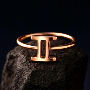 8k Solid Gold Gemini Ring / Zodiac Ring / Horoscope Ring / Astrology Sign / Zodiac Jewelry / 8k Solid Gold Handmade Zodiac Gemini Ring