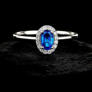 8k Solid Gold Oval CZ Sapphire Ring with D Color VVS1 clarity Moissanite Ring-Gold Ring-Sapphire Ring-Diamond Ring-September Birthstone Ring